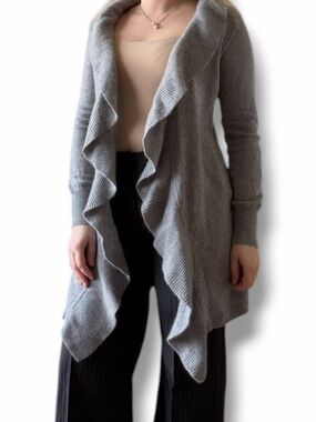 Elena Solano 100% Cashmere Open Cardigan Grey Small